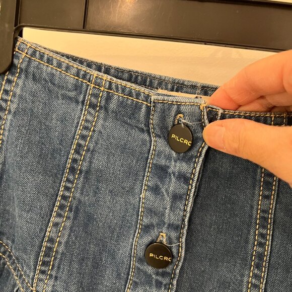 NWT  Anthropologie Pilcro Pleated Basque-Waist Denim Midi Skirt Size 10P Petite - Picture 9 of 12